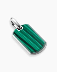 Chevron Tag in Sterling Silver with Malachite, 27mm