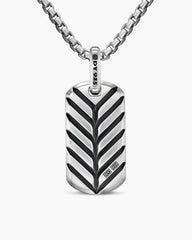 Chevron Tag in Sterling Silver with Malachite, 27mm