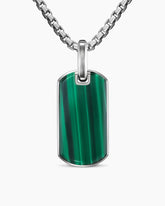 Chevron Tag in Sterling Silver with Malachite, 27mm