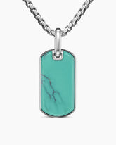 Chevron Tag in Sterling Silver with Turquoise, 27mm