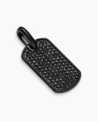 Chevron Tag in Black Titanium with Sterling Silver and Black Diamonds, 27mm