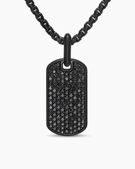 Chevron Tag in Black Titanium with Sterling Silver and Black Diamonds, 27mm
