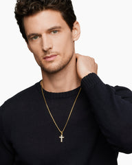 Pavé Cross Pendant in 18K Yellow Gold with Diamonds, 23mm