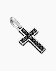 Pavé Cross Pendant in Sterling Silver with Black Diamonds, 23mm