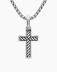 Pavé Cross Pendant in Sterling Silver with Diamonds, 23mm