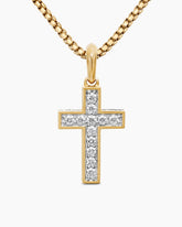 Pavé Cross Pendant in 18K Yellow Gold with Diamonds, 28mm