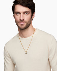 Memento Mori Skull in Full Pavé Black Diamonds, Rubies and 18K Yellow Gold, 14mm