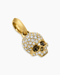 Memento Mori Skull in Full Pavé Diamonds, Black Diamonds and 18K Yellow Gold, 14mm