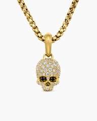 Memento Mori Skull in Full Pavé Diamonds, Black Diamonds and 18K Yellow Gold, 14mm