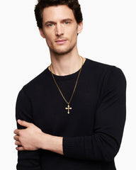 Gothic Cross Pendant in 18K Yellow Gold with Diamonds, 36.5mm