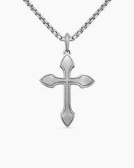 Gothic Cross Pendant in 18K White Gold with Black Diamonds, 36.5mm
