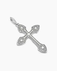 Gothic Cross Pendant in 18K White Gold with Diamonds, 36.5mm