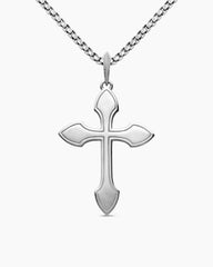 Gothic Cross Pendant in 18K White Gold with Diamonds, 36.5mm