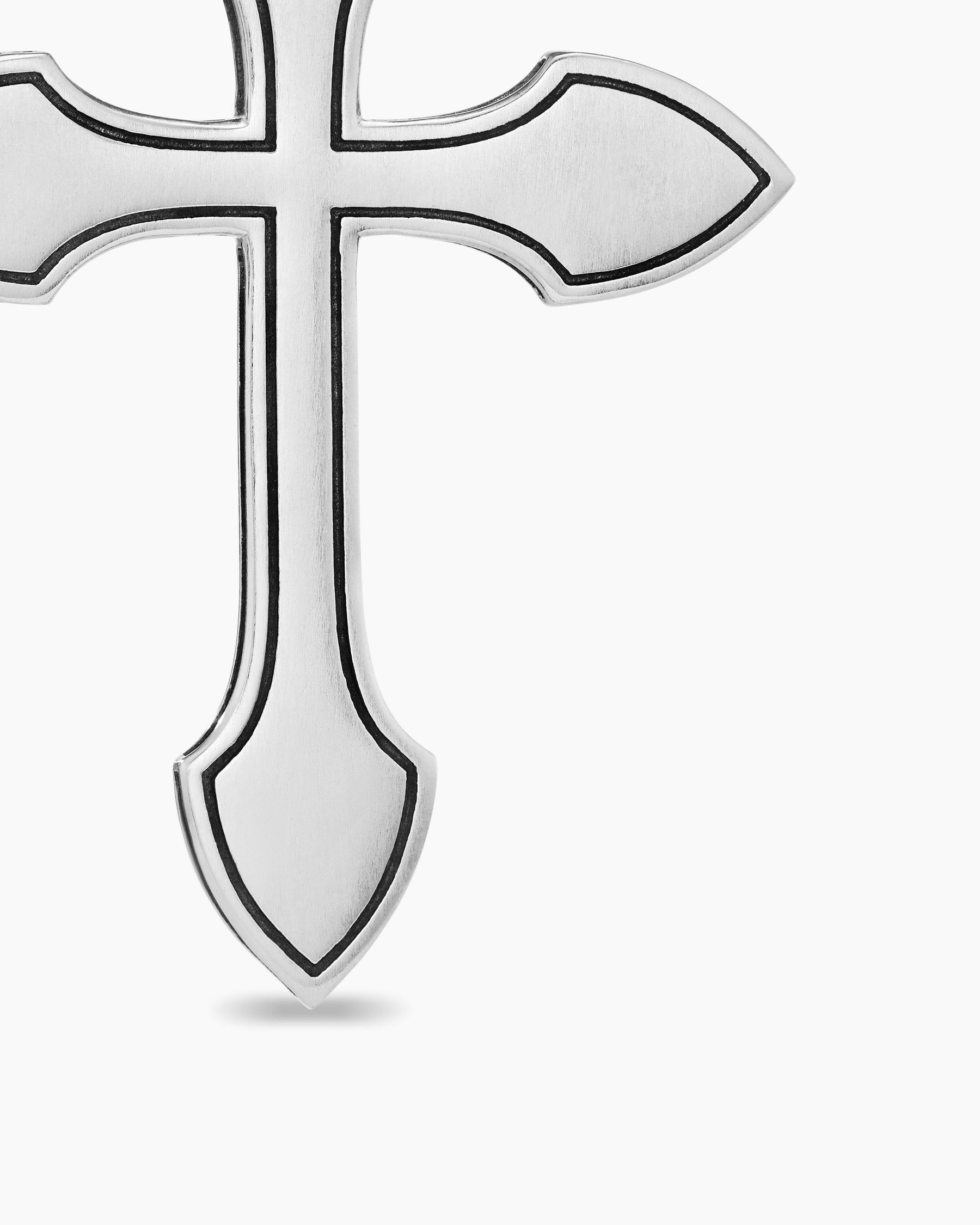 Gothic Cross Pendant in Sterling Silver with 18K Yellow Gold, 36.5mm