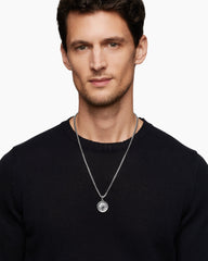 Maritime® Compass Amulet in Sterling Silver with Center Black Diamond, 26.8mm