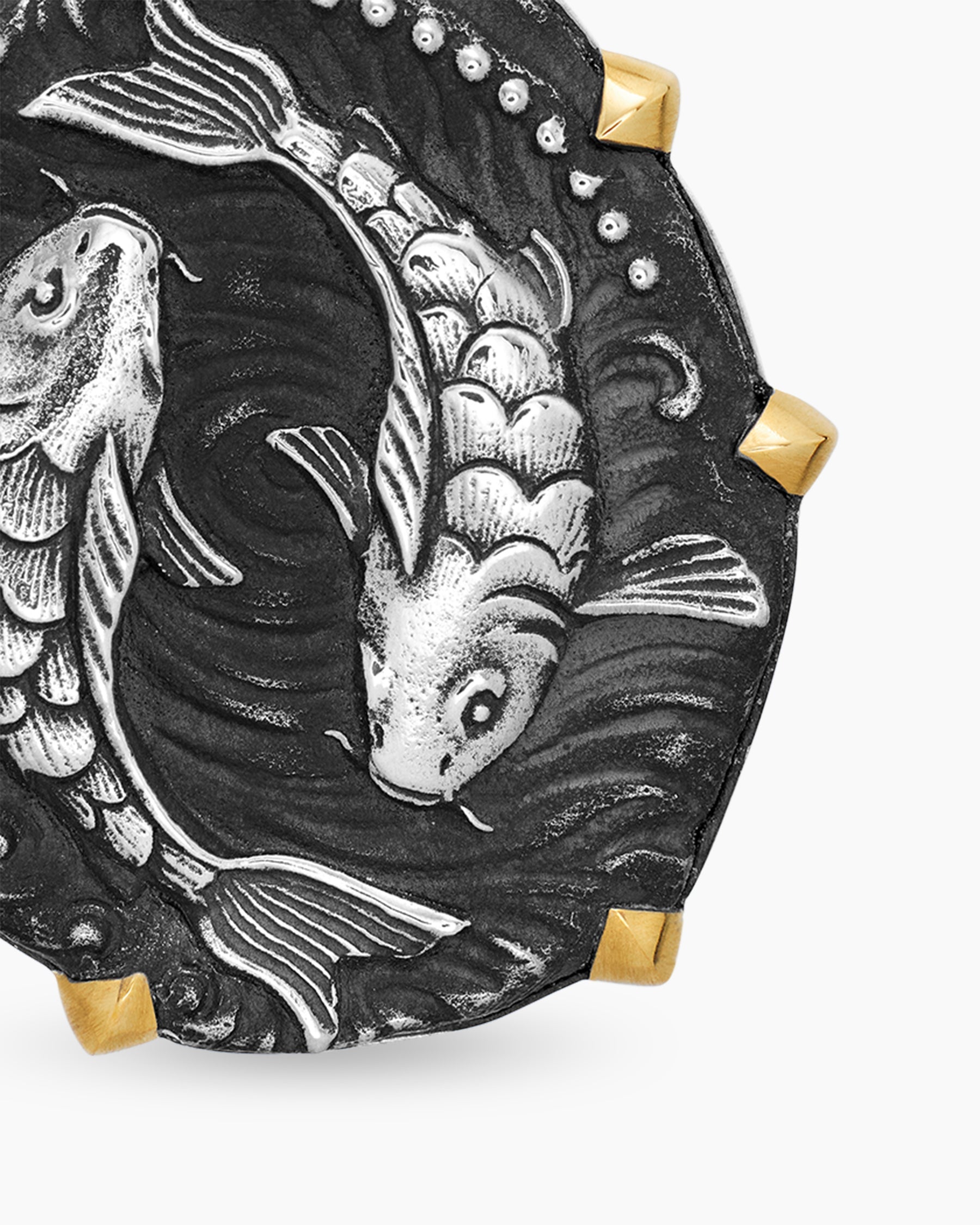 Pisces Amulet in Sterling Silver with 18K Yellow Gold, 23mm
