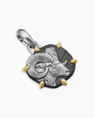 Aries Amulet in Sterling Silver with 18K Yellow Gold, 23mm