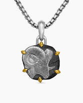 Aries Amulet in Sterling Silver with 18K Yellow Gold, 23mm