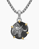 Taurus Amulet in Sterling Silver with 18K Yellow Gold, 23mm