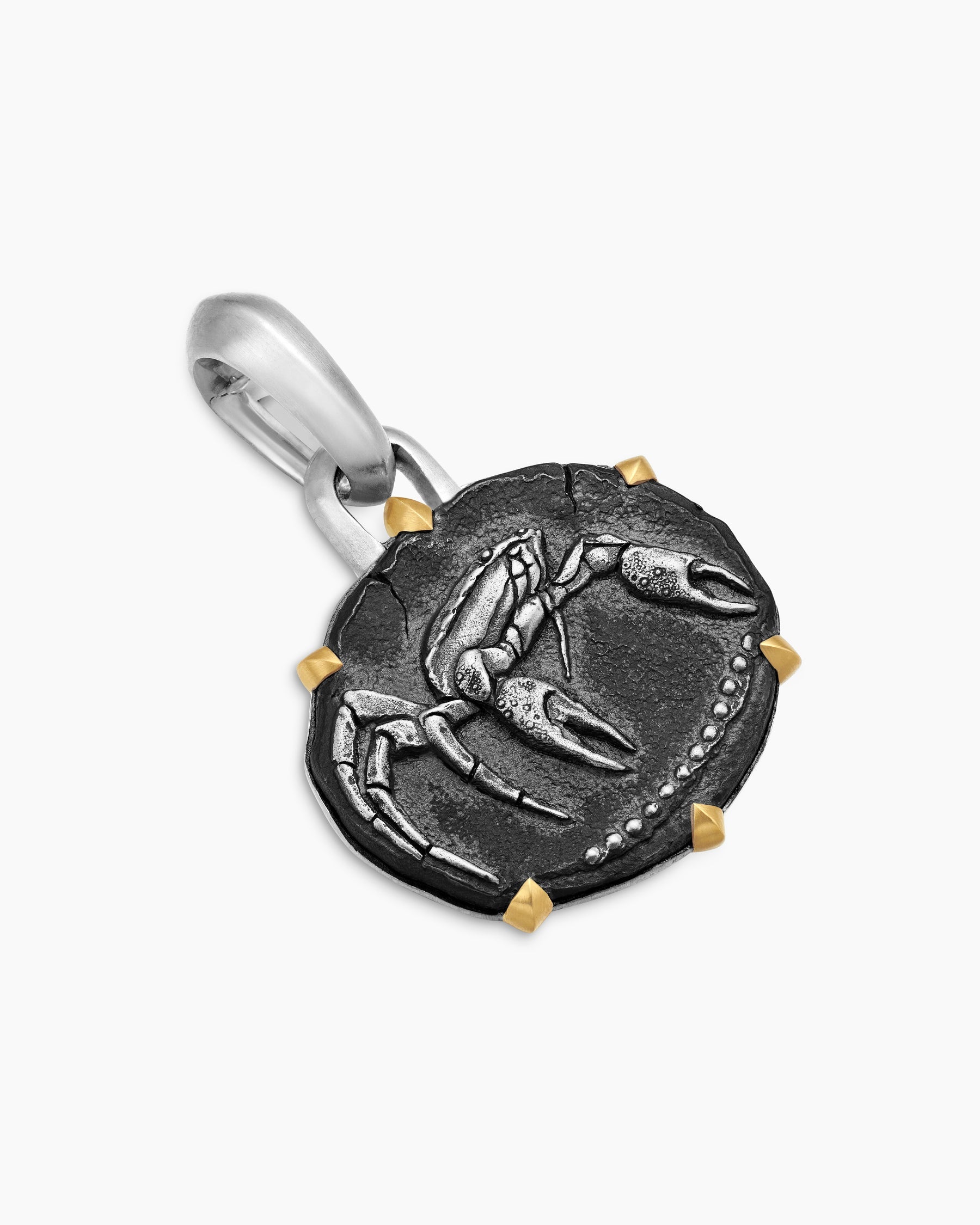 Cancer Amulet in Sterling Silver with 18K Yellow Gold, 23mm