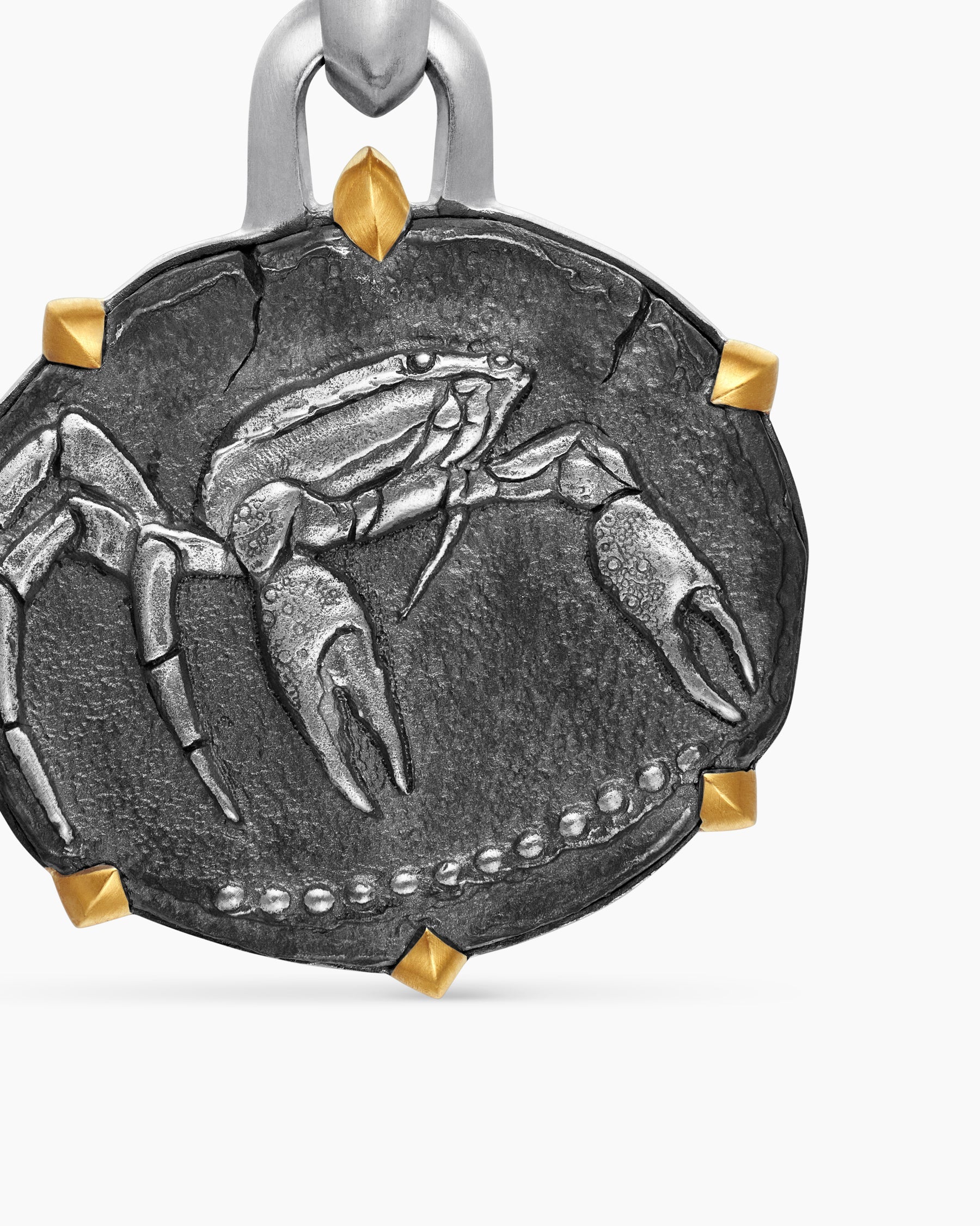 Cancer Amulet in Sterling Silver with 18K Yellow Gold, 23mm