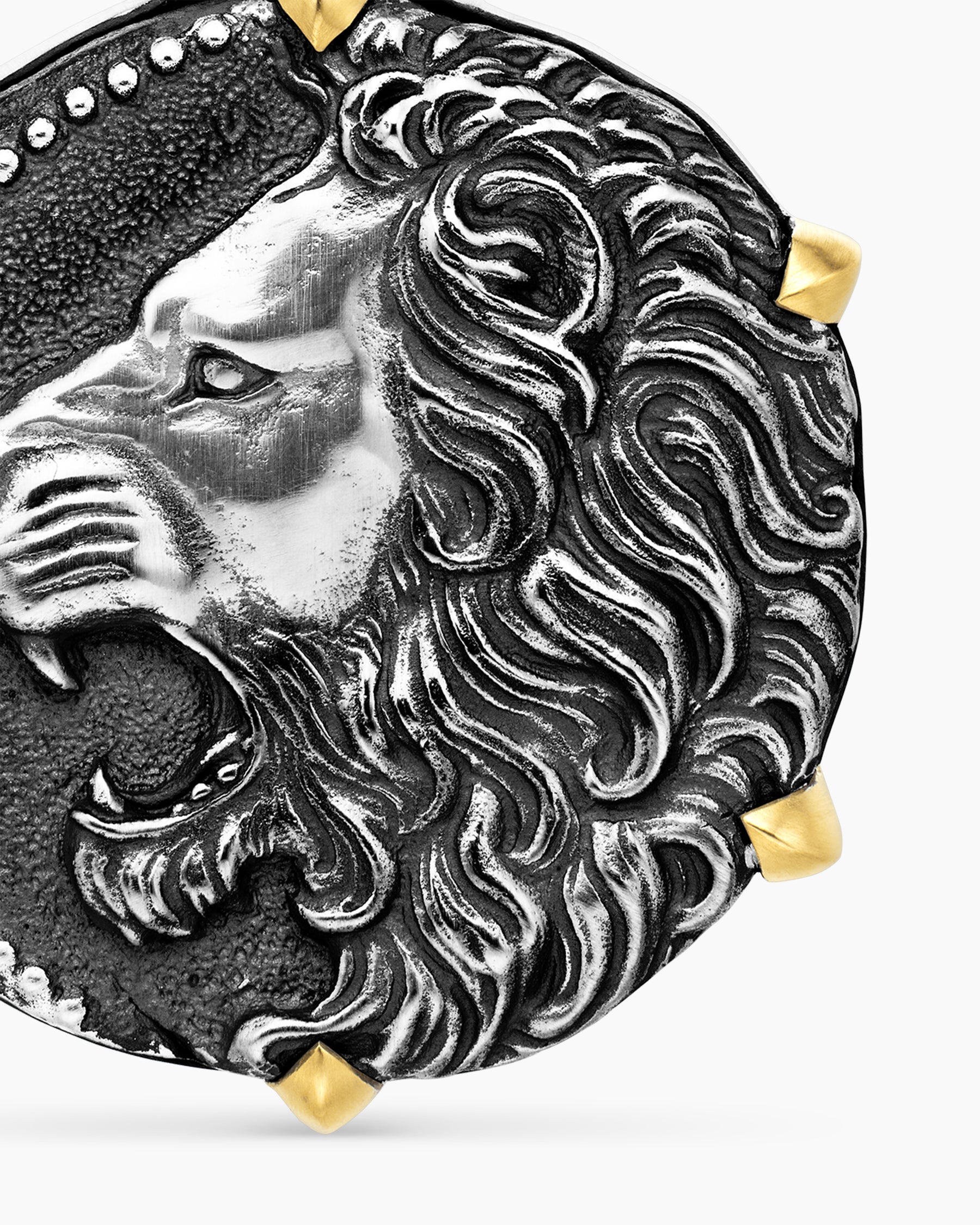 Leo Amulet in Sterling Silver with 18K Yellow Gold, 23mm