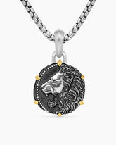 Leo Amulet in Sterling Silver with 18K Yellow Gold, 23mm