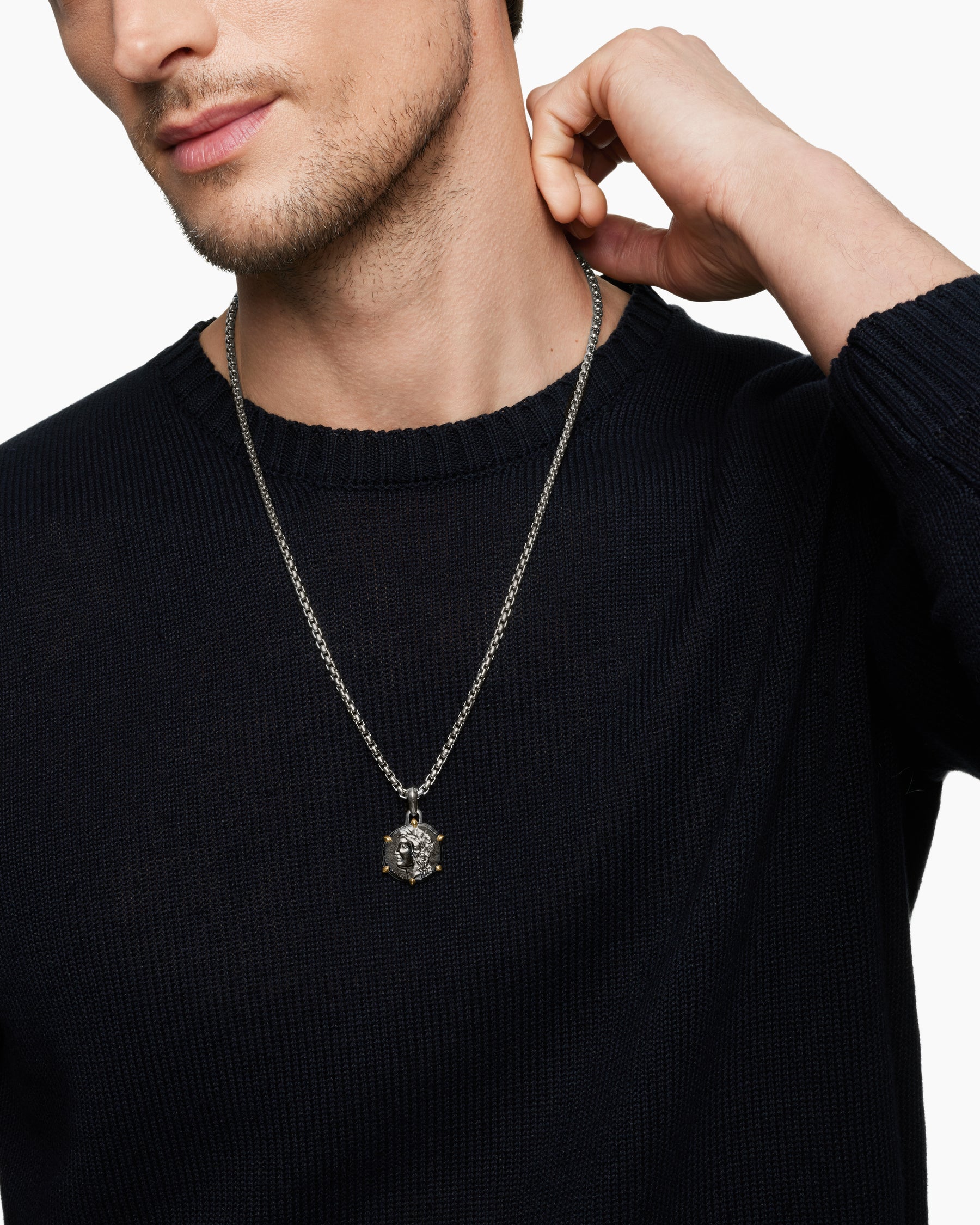 Virgo Amulet in Sterling Silver with 18K Yellow Gold, 23mm