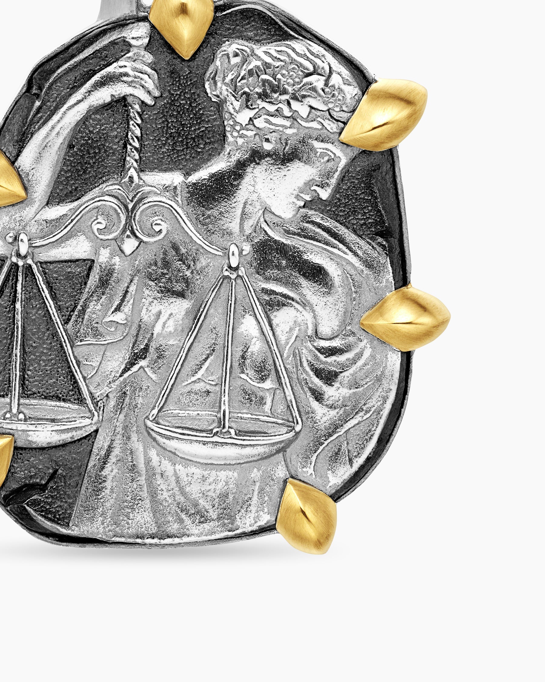 Libra Amulet in Sterling Silver with 18K Yellow Gold, 23mm