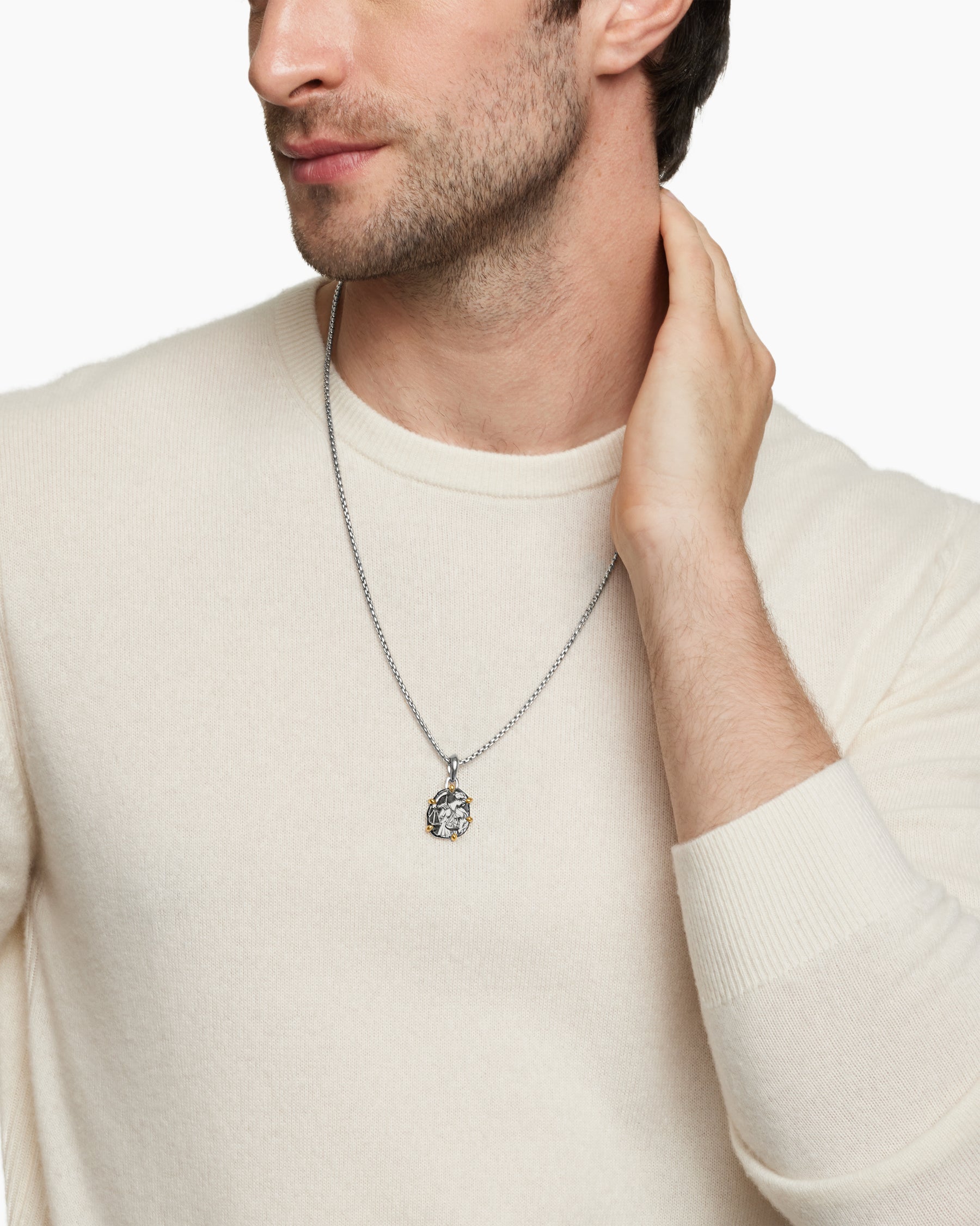 Libra Amulet in Sterling Silver with 18K Yellow Gold, 23mm