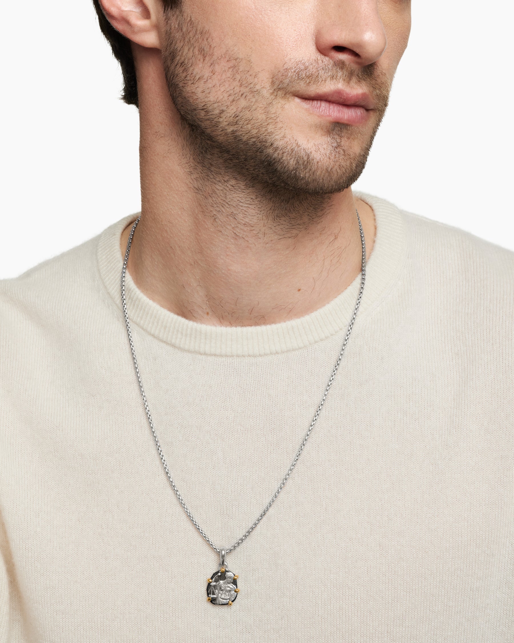 Libra Amulet in Sterling Silver with 18K Yellow Gold, 23mm