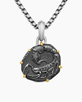 Scorpio Amulet in Sterling Silver with 18K Yellow Gold, 23mm