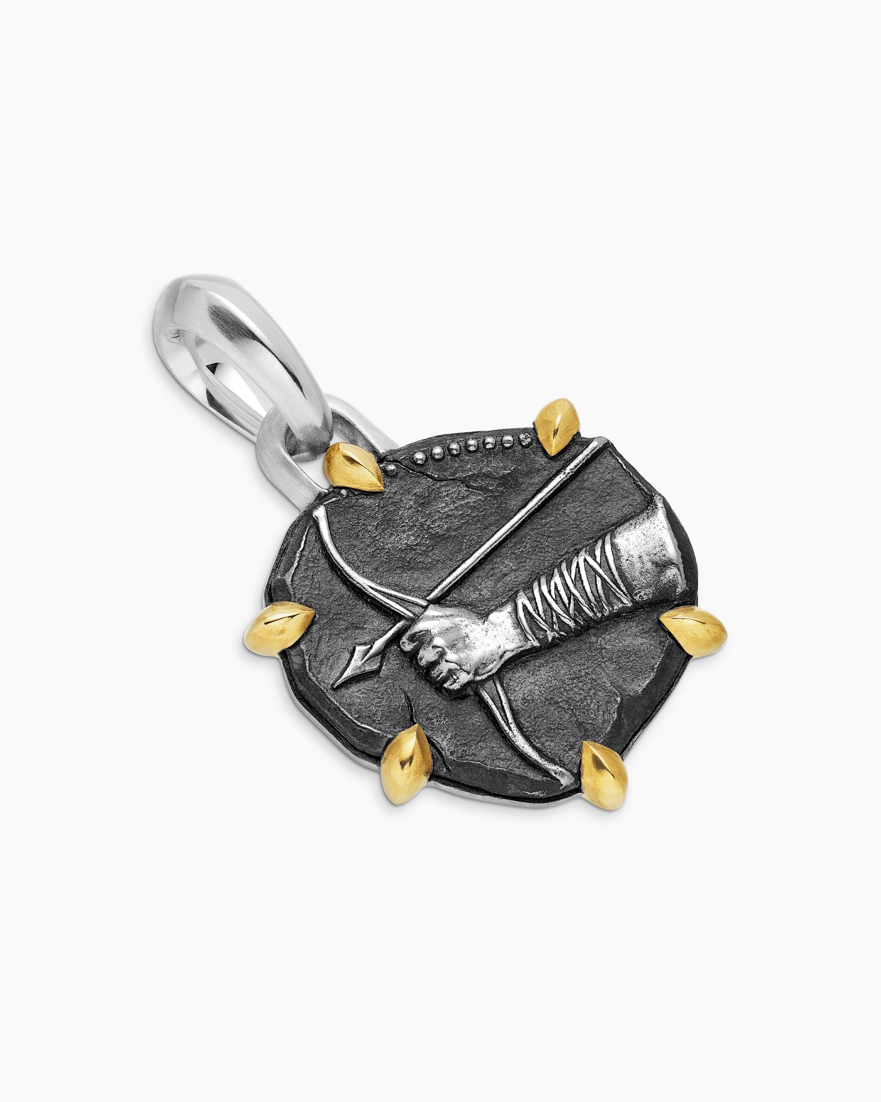 Sagittarius Amulet in Sterling Silver with 18K Yellow Gold, 23mm