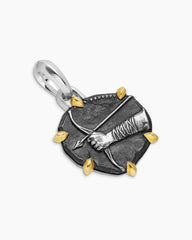 Sagittarius Amulet in Sterling Silver with 18K Yellow Gold, 23mm