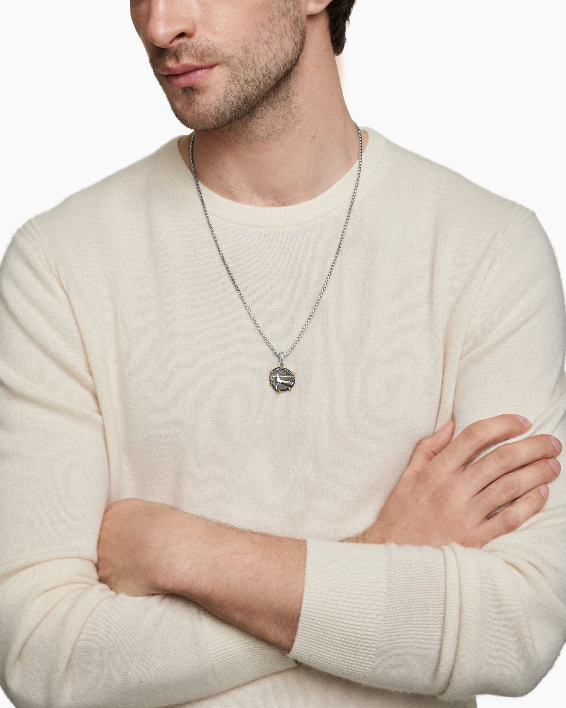 Sagittarius Amulet in Sterling Silver with 18K Yellow Gold, 23mm
