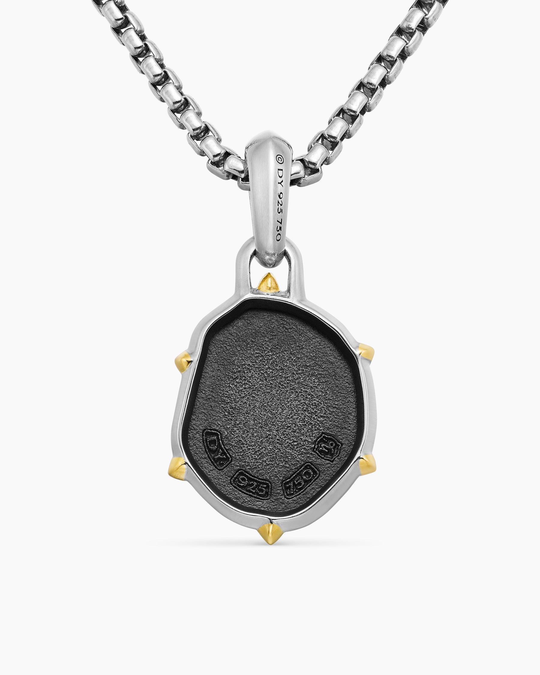 Capricorn Amulet in Sterling Silver with 18K Yellow Gold, 23mm