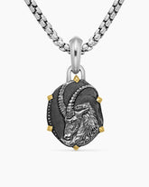 Capricorn Amulet in Sterling Silver with 18K Yellow Gold, 23mm