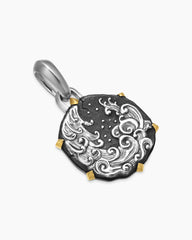 Aquarius Amulet in Sterling Silver with 18K Yellow Gold, 23mm