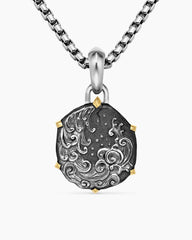 Aquarius Amulet in Sterling Silver with 18K Yellow Gold, 23mm