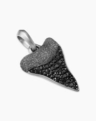 Shark Tooth Amulet in Sterling Silver with Black Diamonds, 25.8mm