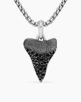 Shark Tooth Amulet in Sterling Silver with Black Diamonds, 25.8mm