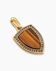 Shield Amulet in 18K Yellow Gold with Tiger’s Eye and Cognac Diamonds, 27mm