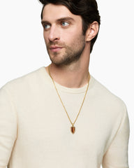 Shield Amulet in 18K Yellow Gold with Tiger’s Eye and Cognac Diamonds, 27mm