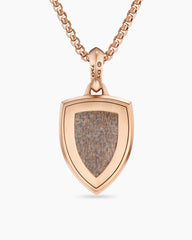 Shield Amulet in 18K Rose Gold with Black Sun Stone and Cognac Diamonds, 27mm