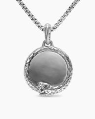 Ouroboros Amulet in Sterling Silver with Black Diamonds, 25mm