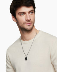 Ouroboros Amulet in Sterling Silver with Black Onyx and Ruby, 25mm