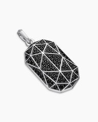 Faceted Amulet in Sterling Silver with Black Diamonds, 36.3mm