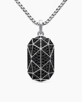 Faceted Amulet in Sterling Silver with Black Diamonds, 36.3mm