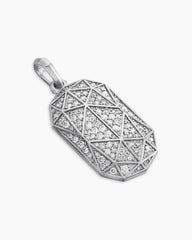 Faceted Amulet in Sterling Silver with Diamonds, 36.3mm