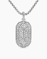 Faceted Amulet in Sterling Silver with Diamonds, 36.3mm